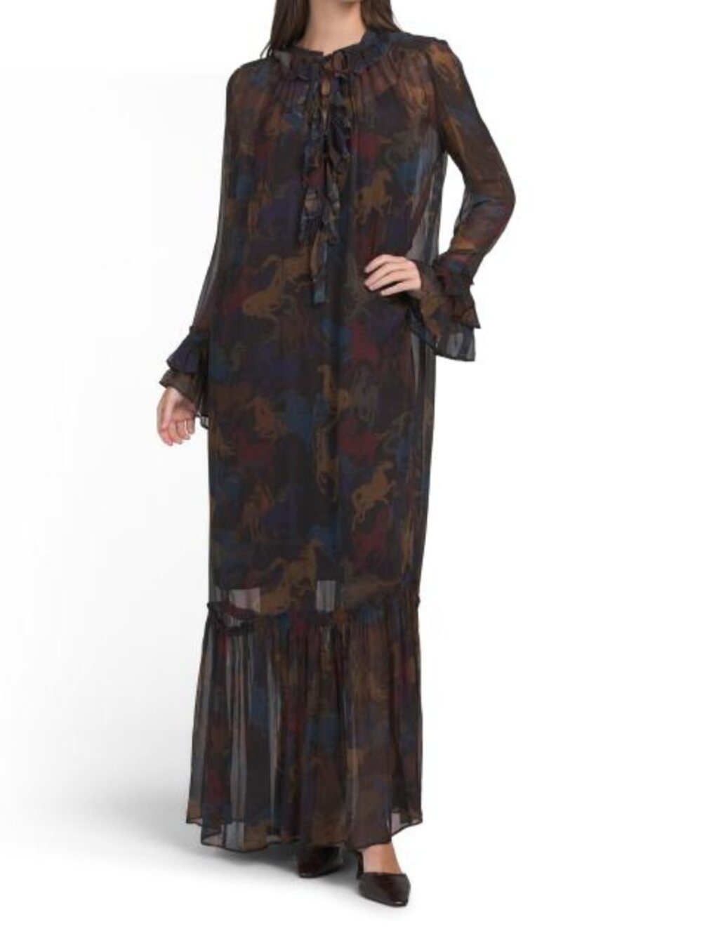 ZADIG & VOLTAIRE Long Sleeve V-neck Maxi Dress